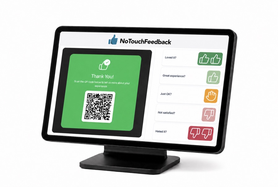 Five-level kiosk feedback system, from Loved it to Hated it